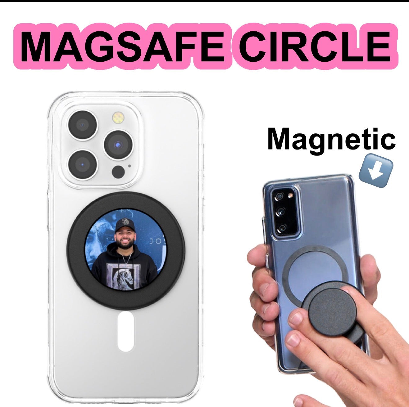 Custom round Photo phone grip