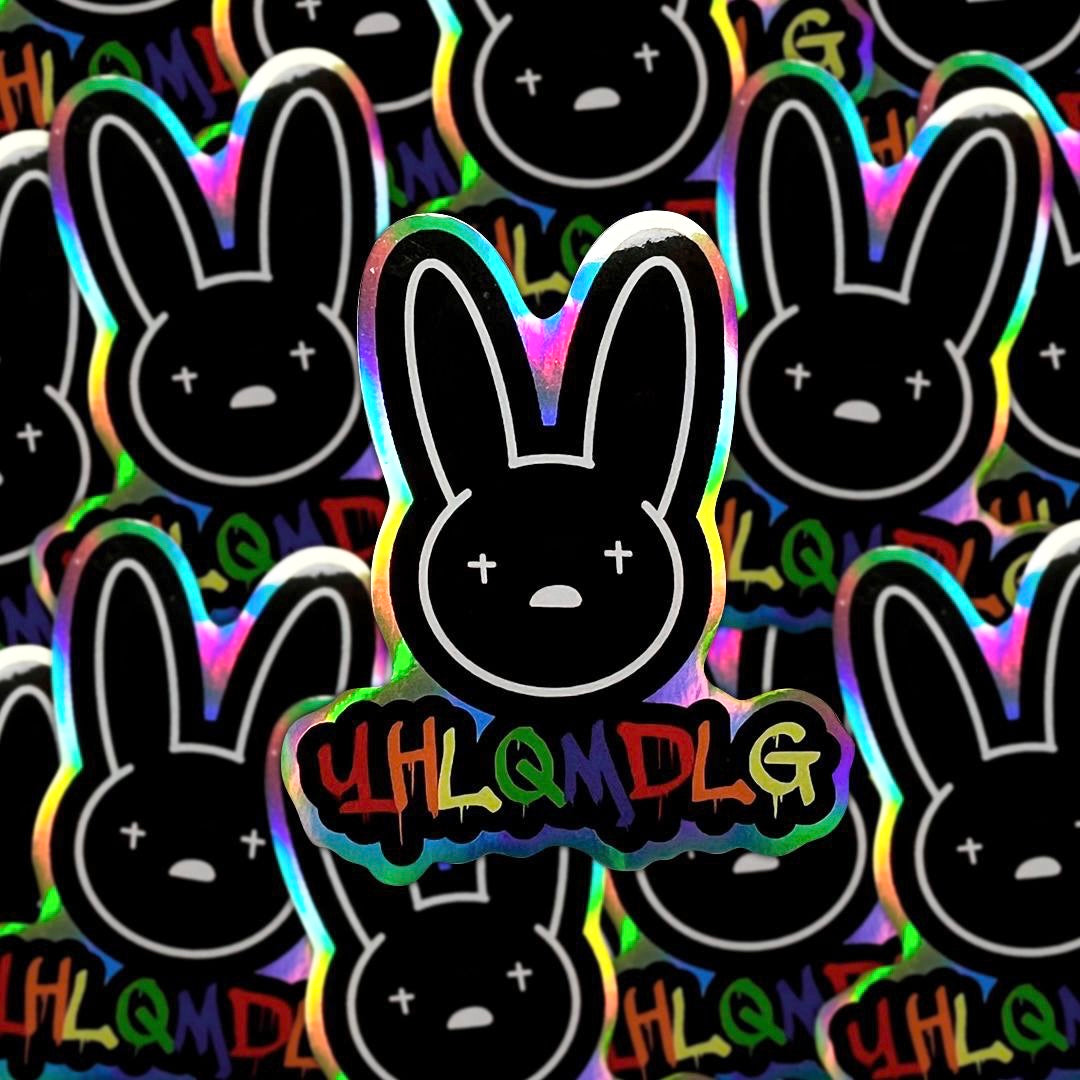 Holographic Bad Bunny Logo Black YHLQMDLG Sticker Vinyl Decal Window  Waterproof!