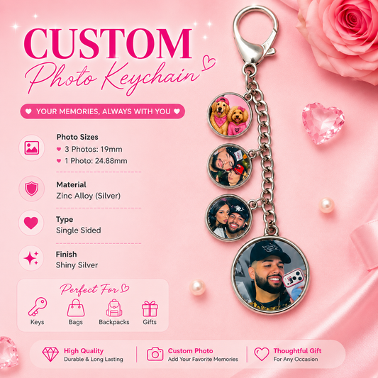4 photo custom keychain