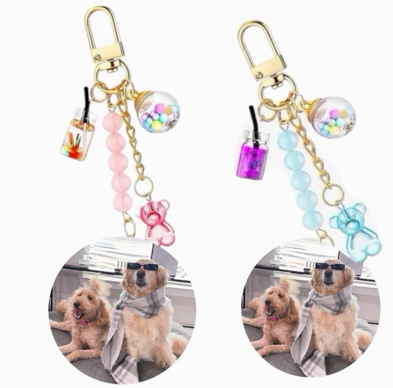 Blue and pink custom keychain