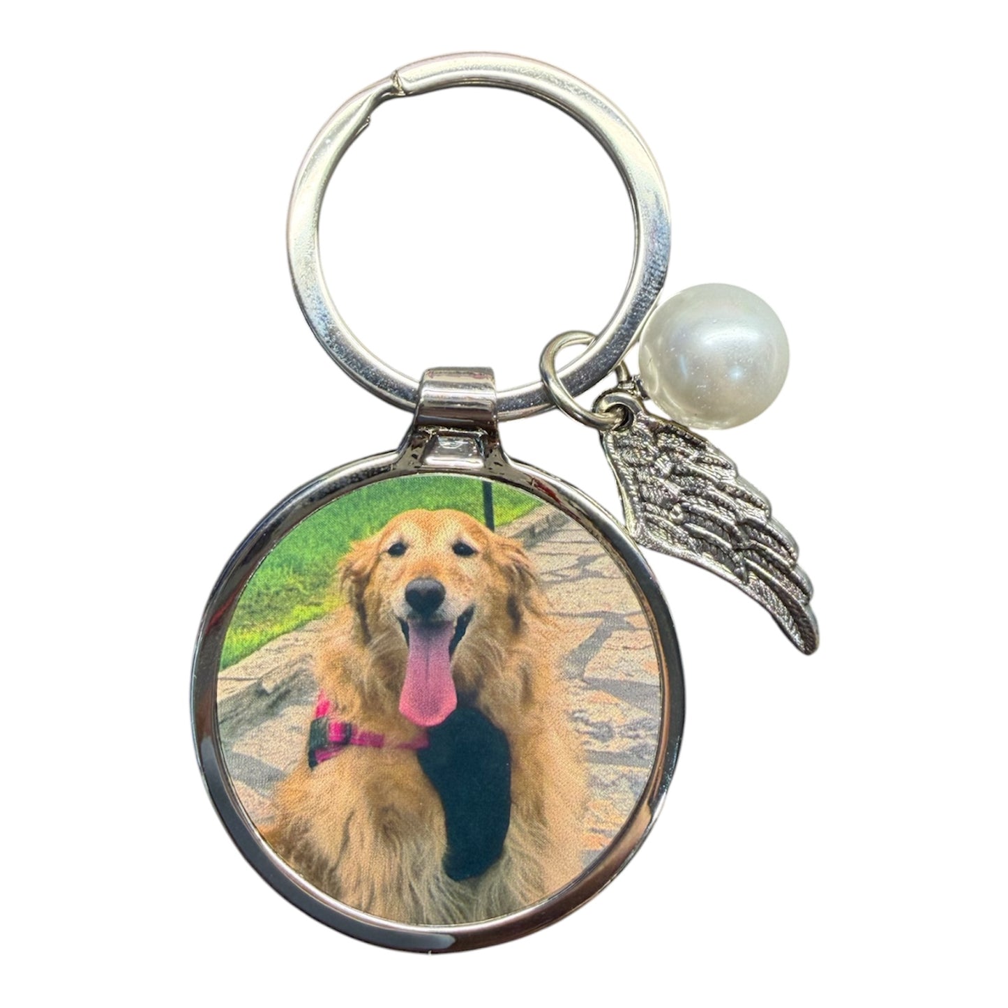 Custom round charm keychain