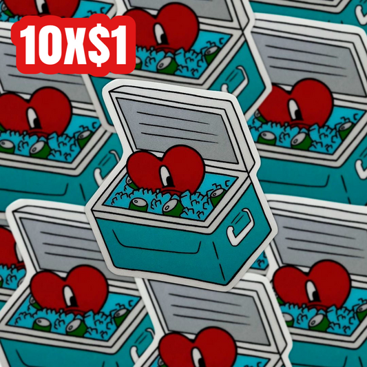 Ice chest heart clear sticker