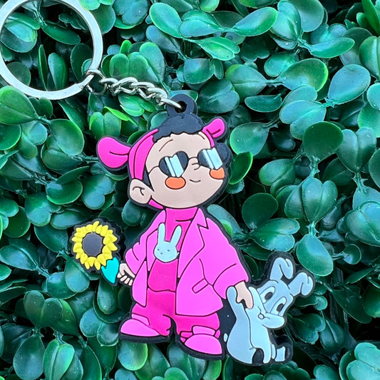Benito with bunny keychain