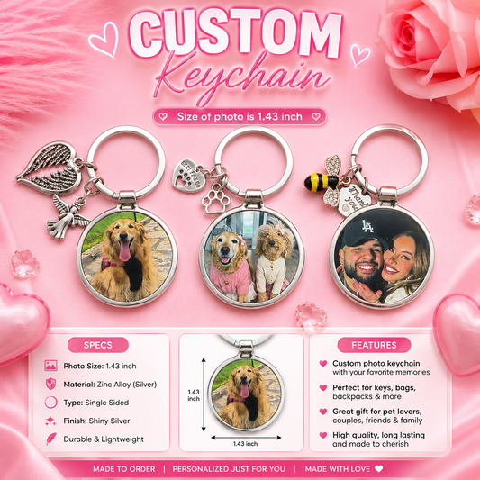 Custom round charm keychain