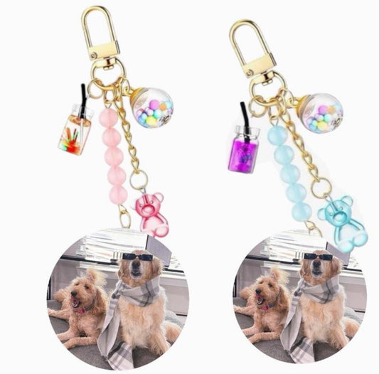 Blue and pink custom keychain