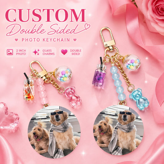 Blue and pink custom keychain