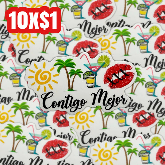 Contigo mejor clear sticker