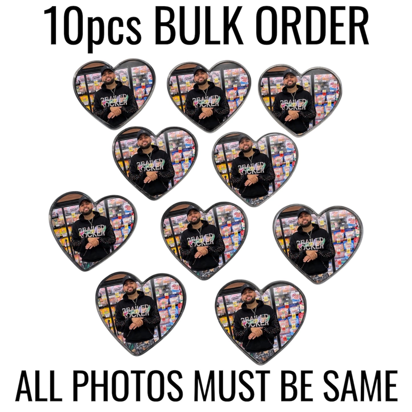 10pcs custom heart peel and stick same photo for all