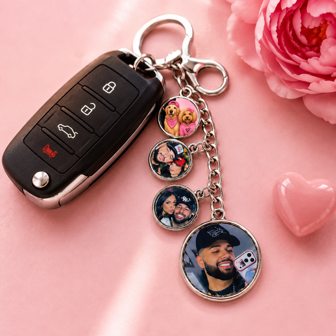 4 photo custom keychain