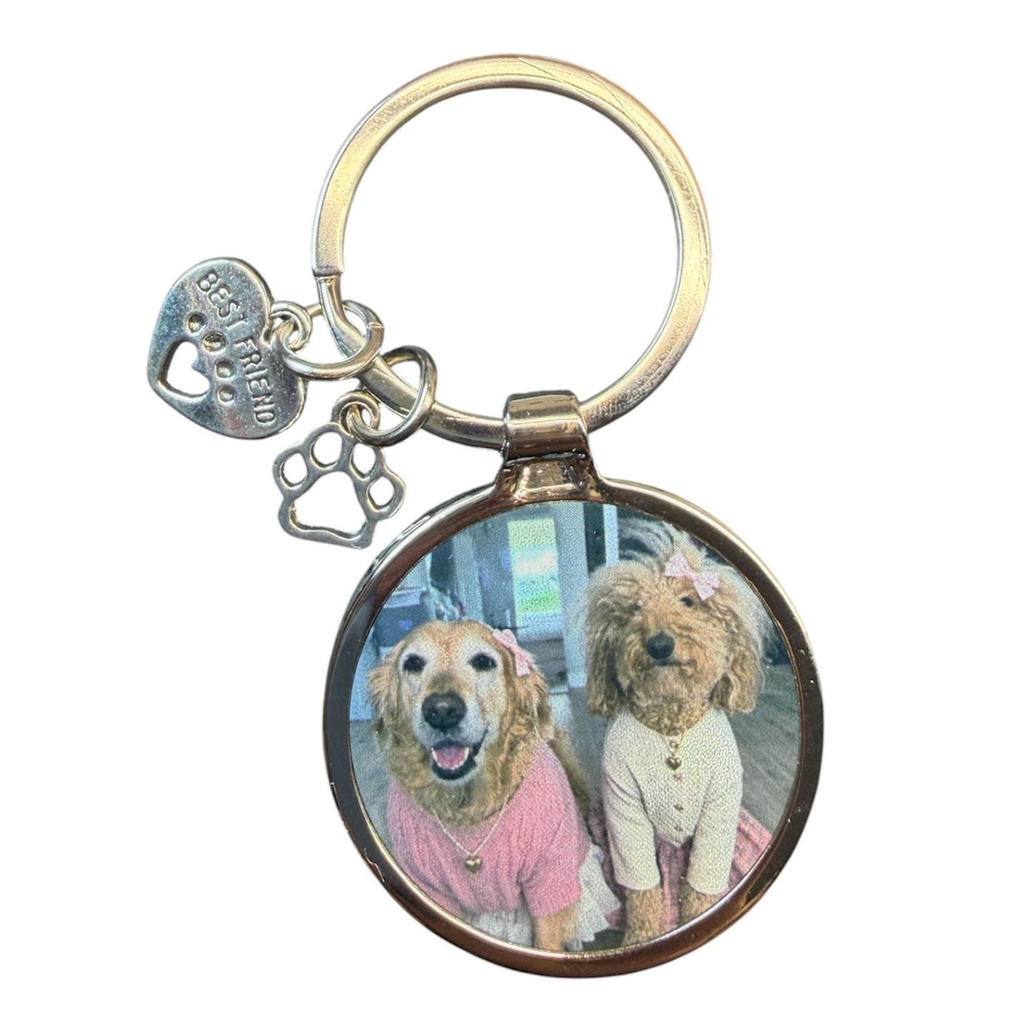 Custom round charm keychain