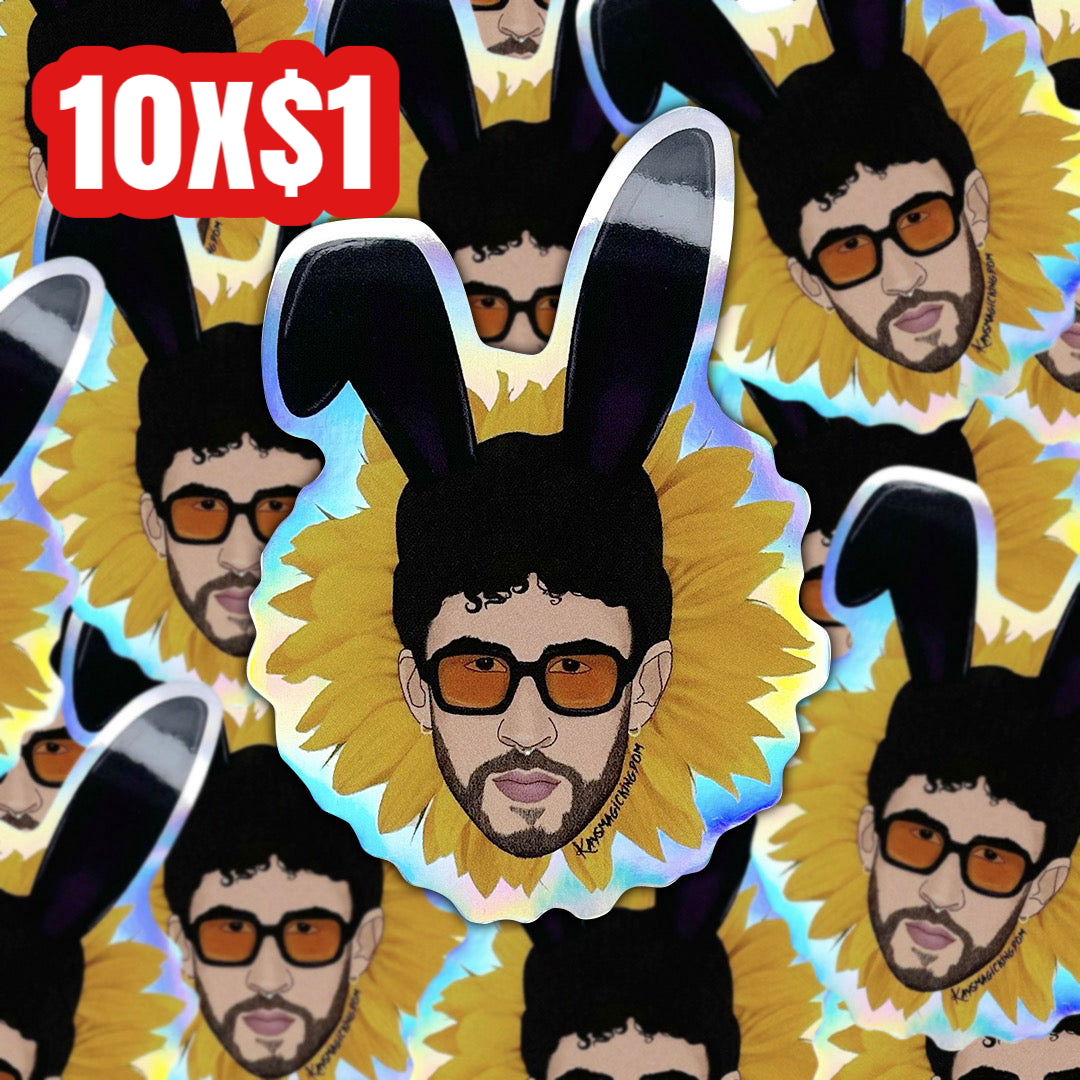 Benito sunflower holographic sticker