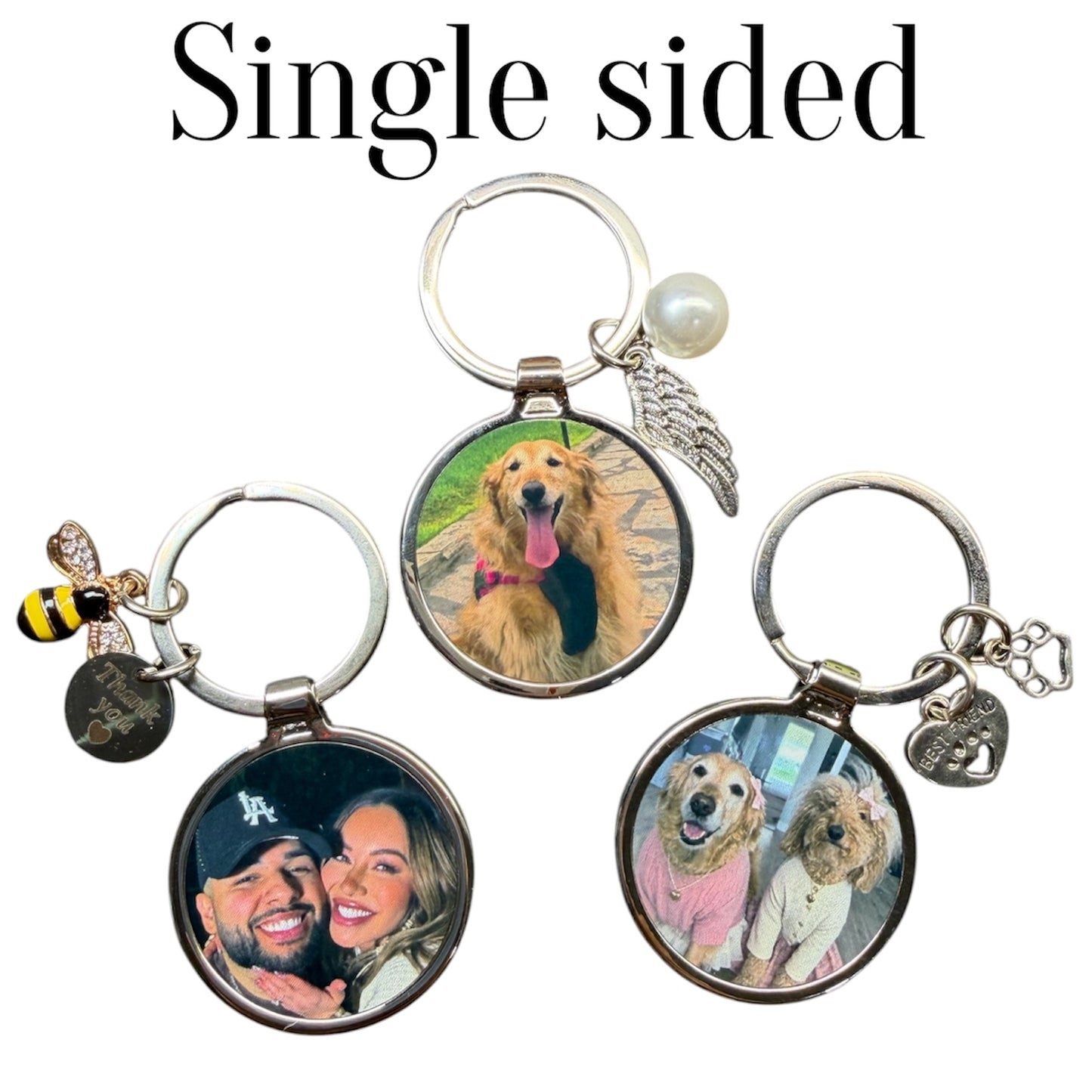 Custom round charm keychain