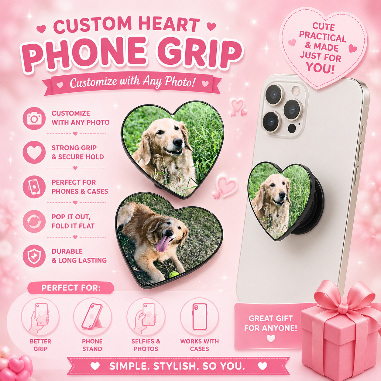 Custom Heart Photo Phone Grip