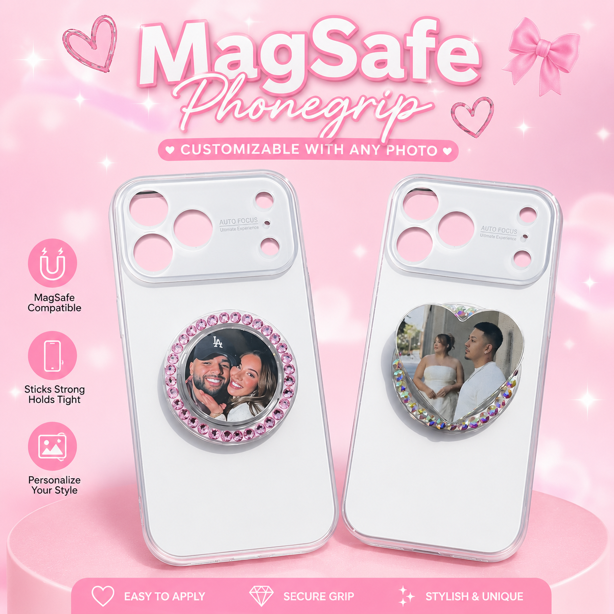Rhinestone phone grip