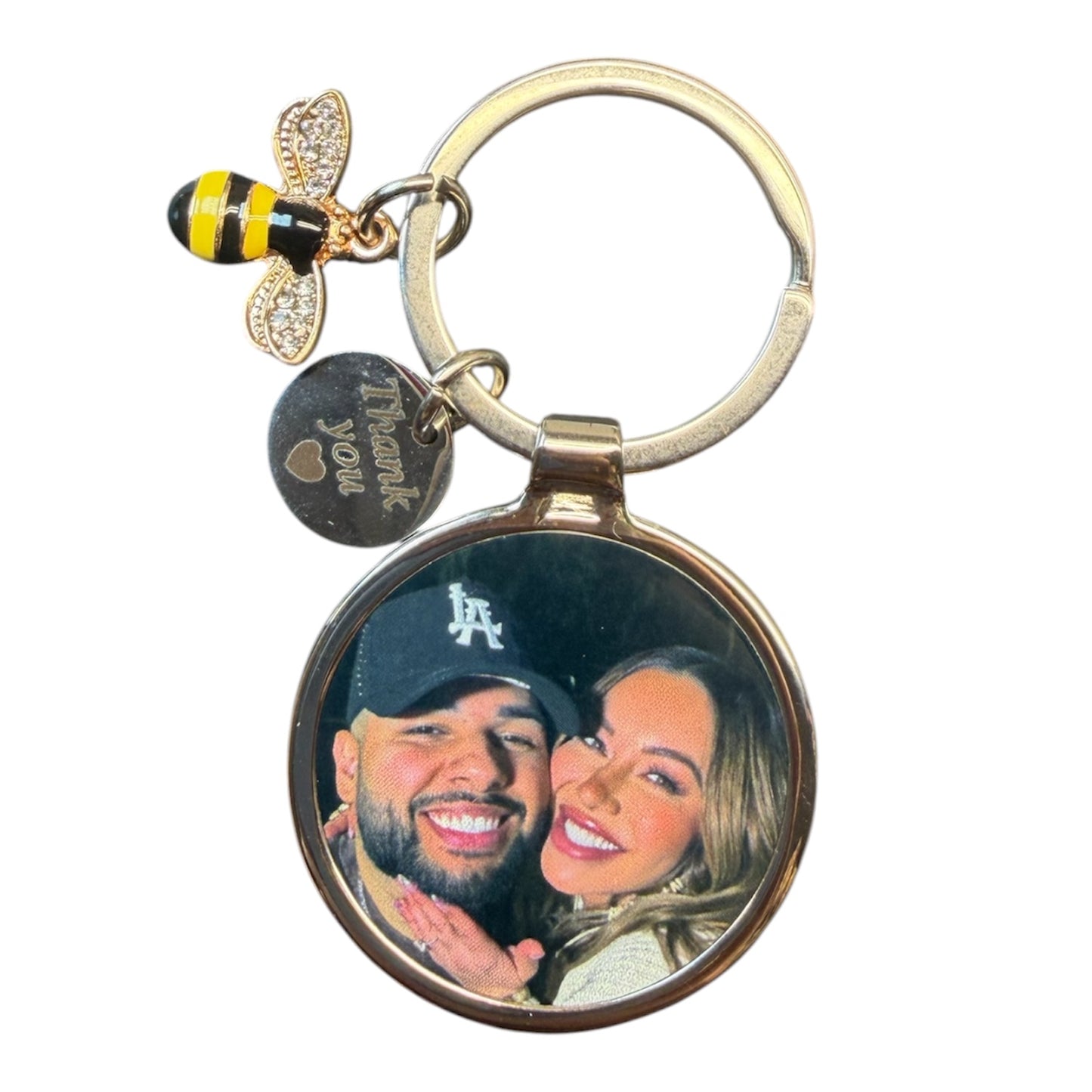 Custom round charm keychain